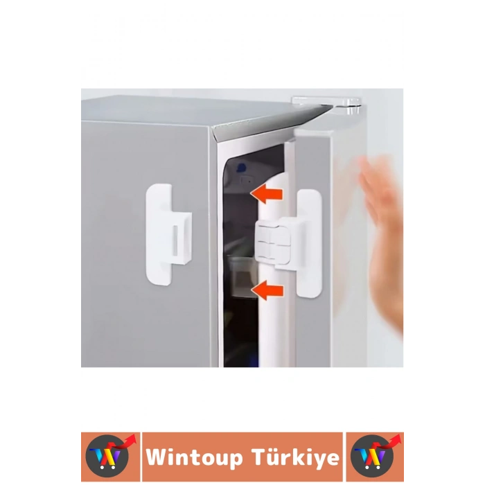 Kendinden Yapışkanlı Montaj Gerektirmez Estetik Buzdolabı Çekmece Dolap Kapağı Çocuk Kilidi 4 Adet