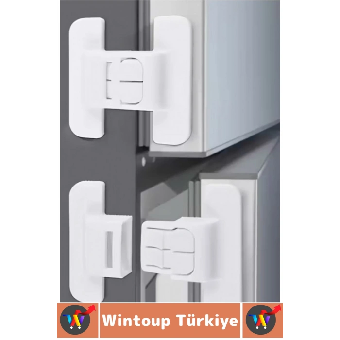 Kendinden Yapışkanlı Montaj Gerektirmez Estetik Buzdolabı Çekmece Dolap Kapağı Çocuk Kilidi 4 Adet
