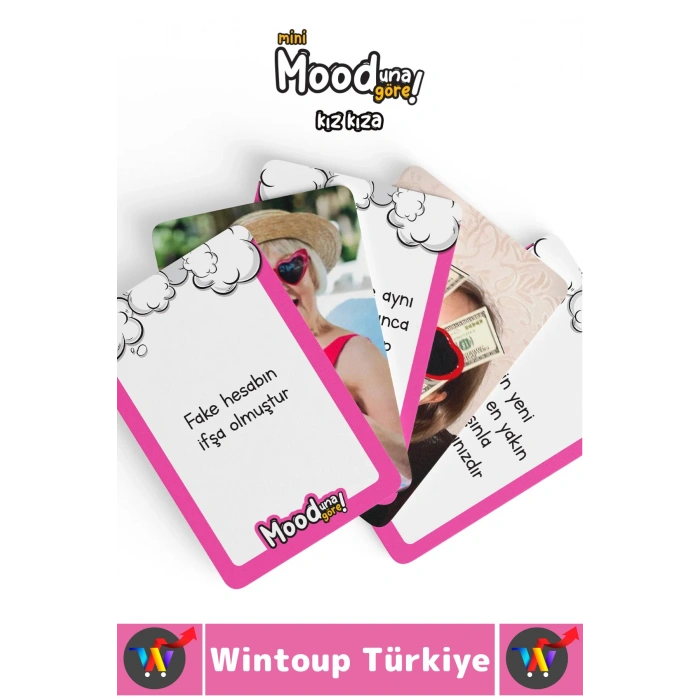 Eğlenceli Arkadaş Ortamı Sevgili Çift Parti İçki Kart Oyunu Mooduna Göre Mini-Kız Kıza 55 Kart