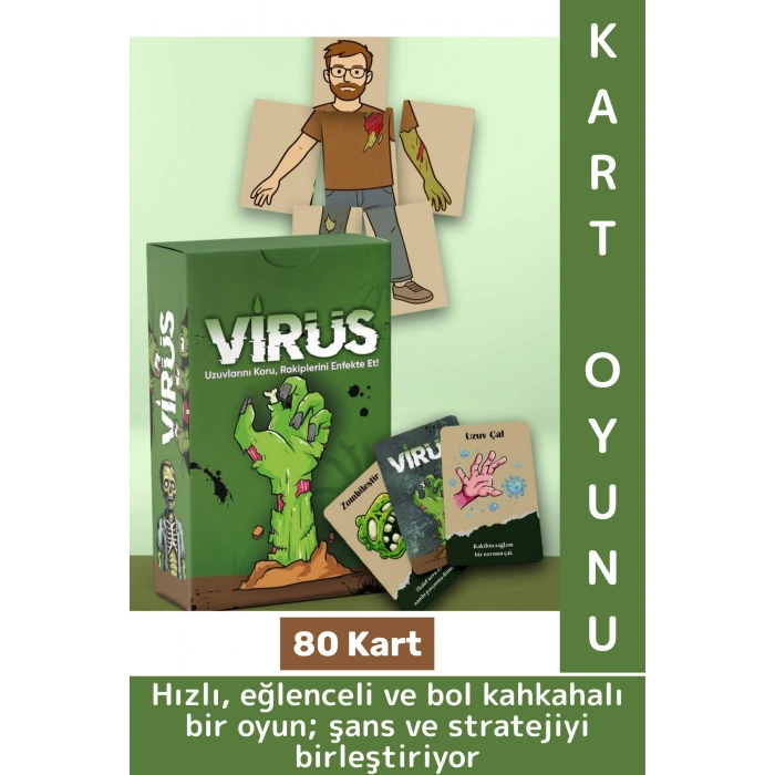 Yeni Sezon Eğlenceli Arkadaş Ortamı Aile Şans Komedi Strateji Beceri Geliştiren Oyun Virüs 80 Kart