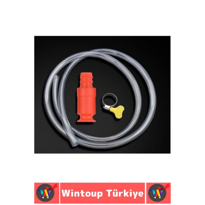 Premium Oto Benzin Mazot Yağ Bahçe Akvaryum Su Aktarım Hortumlu Şeffaf Sıvı Aktarma Aparatı 150 cm