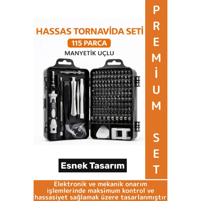 Premium Küçük Elektronik Tamirat Onarım Manyetik Uçlu Esnek Hassas Tornavida Seti 115 Parça