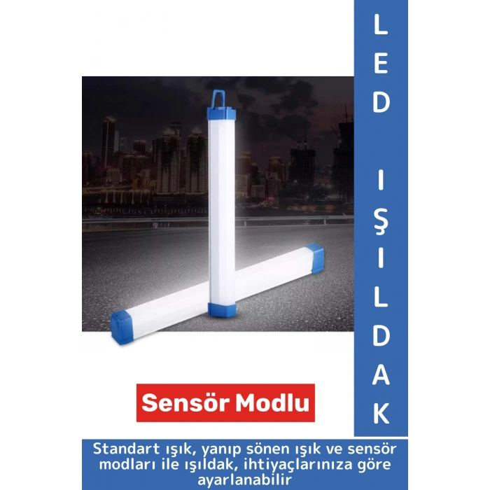 Premium İş Atölye Kamp Mıknatıslı Askılı Tasarım USB Şarjlı 3 Işık Modlu LED Aydınlatma Işıldak