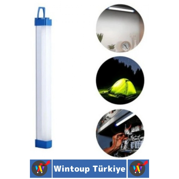 Premium İş Atölye Kamp Mıknatıslı Askılı Tasarım USB Şarjlı 3 Işık Modlu LED Aydınlatma Işıldak