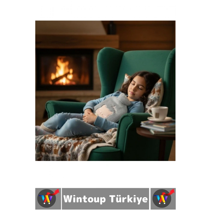 Termal Yapı Karın Bel Eklem Ağrı Sevimli Papyonlu Kedi Figür Yumuşak Peluş Sıcak Su Torbası 1 Litre