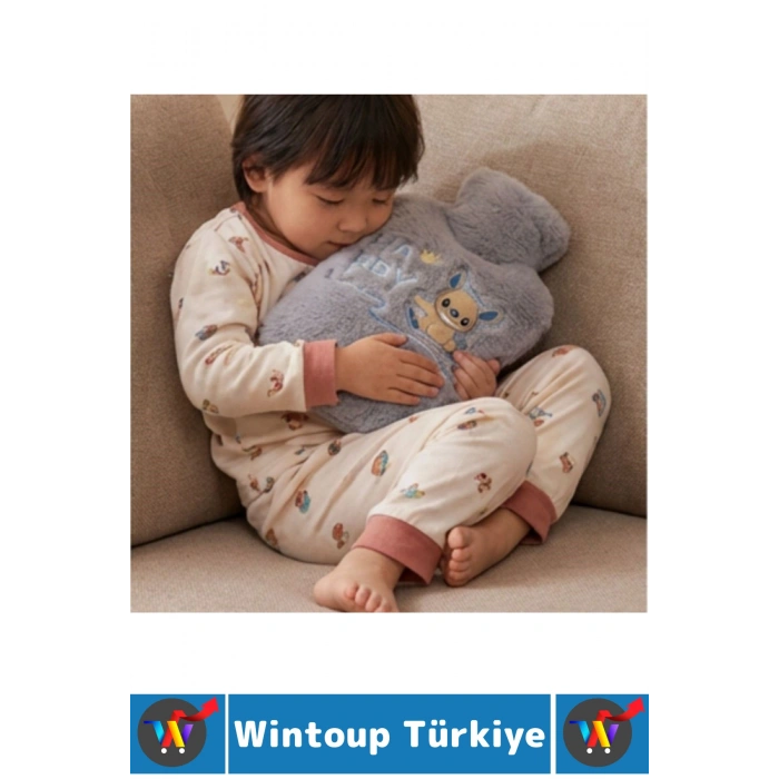 Termal Yapı Karın Bel Eklem Ağrı Azaltan Sevimli Stitch Figür Yumuşak Peluş Sıcak Su Torbası 1 Litre