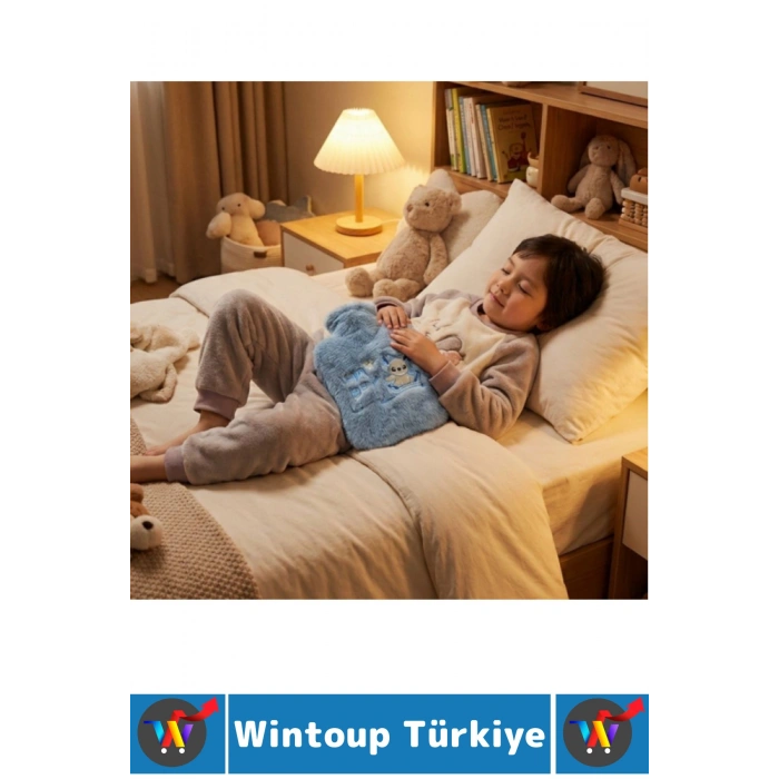 Termal Yapı Karın Bel Eklem Ağrı Azaltan Sevimli Stitch Figür Yumuşak Peluş Sıcak Su Torbası 1 Litre