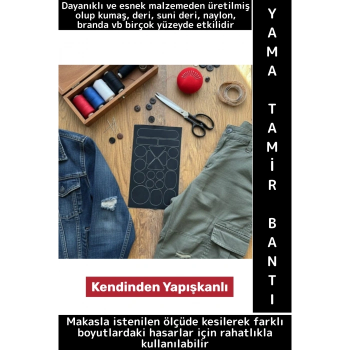 Kendinden Yapışkanlı Kumaş Suni Deri Naylon Çanta Mont Ayakkabı Otomobil Döşeme Yama Tamir Bantı Set