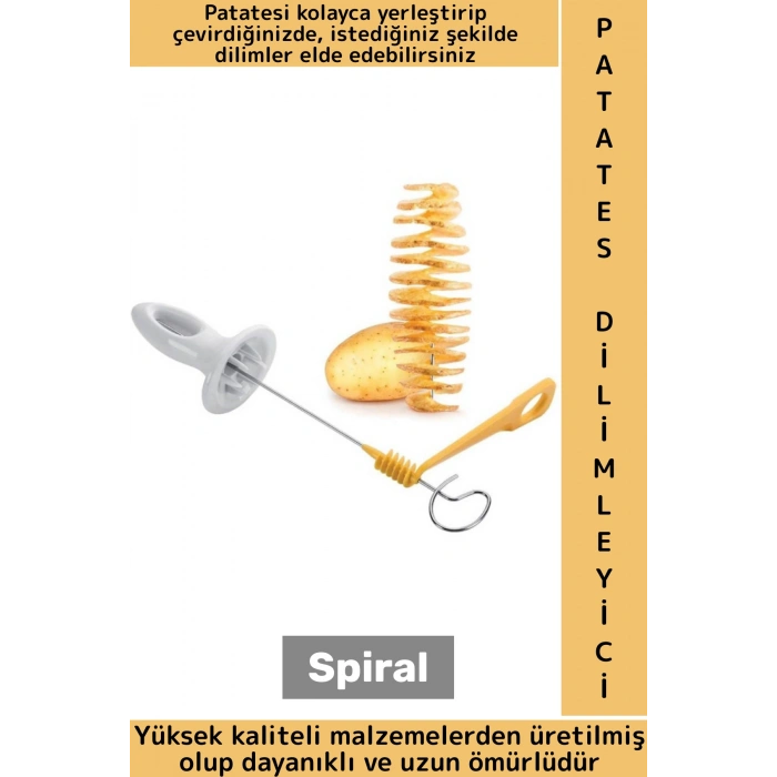 Ergonomik Tutuş Dayanıklı Uzun Ömürlü Kızartma Garnitür Eğlenceli Pratik Spiral Patates Dilimleyici