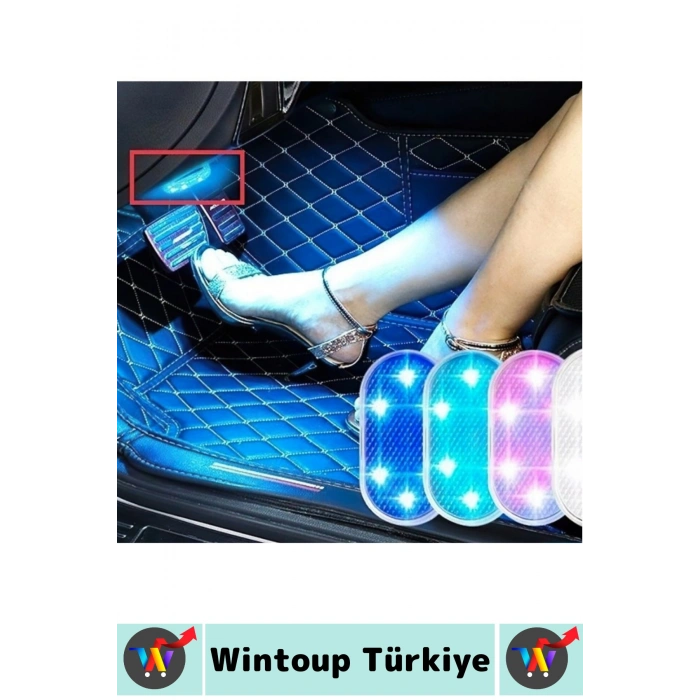 Montaj Gerektirmeyen Mıknatıslı Yapışkanlı Dolap Araç İçi Kamp Dokunmatik Hafif Mini 6 LED RGB Işık