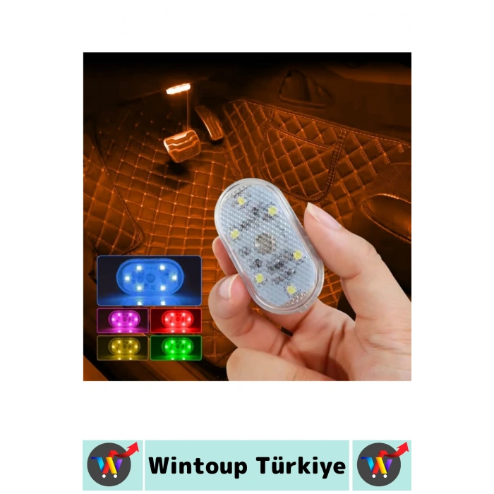 Montaj Gerektirmeyen Mıknatıslı Yapışkanlı Dolap Araç İçi Kamp Dokunmatik Hafif Mini 6 LED RGB Işık