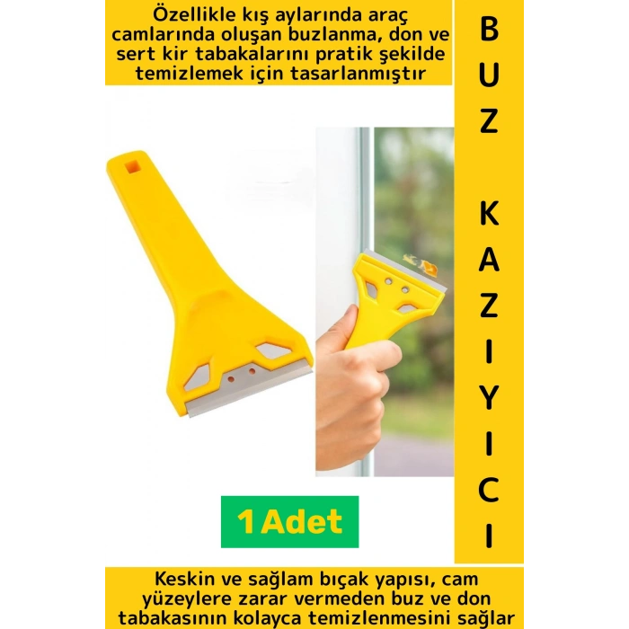 Ergonomik Kolay Tutuş Keskin Bıçaklı Otomobil Don Sert Kir Tabakası Cam Yapışkan Bant Buz Kazıyıcı