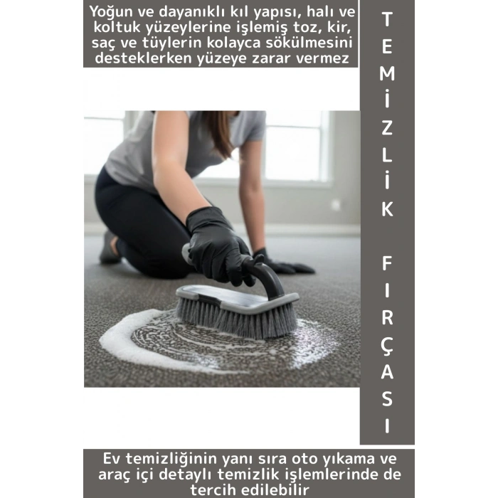 Ergonomik Kolay Tutuş Sağlam Gövde Yoğun Kıllı Banyo Halı Koltuk Araç İçi Detaylı Temizlik Fırçası