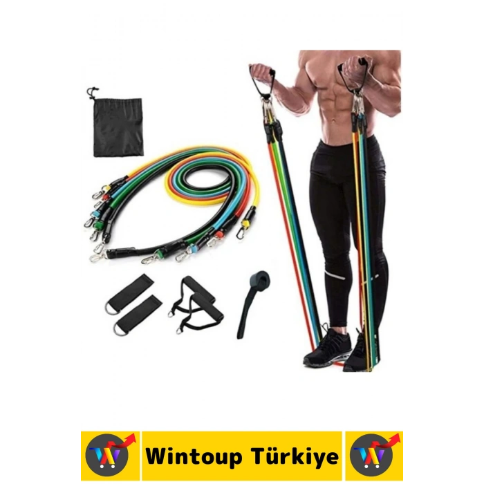 Ev Ofis Açık Alan Çok Fonksiyonlu Antrenman Spor Egzersiz Bandı Taşıma Çantalı Premium Set 11 Parça