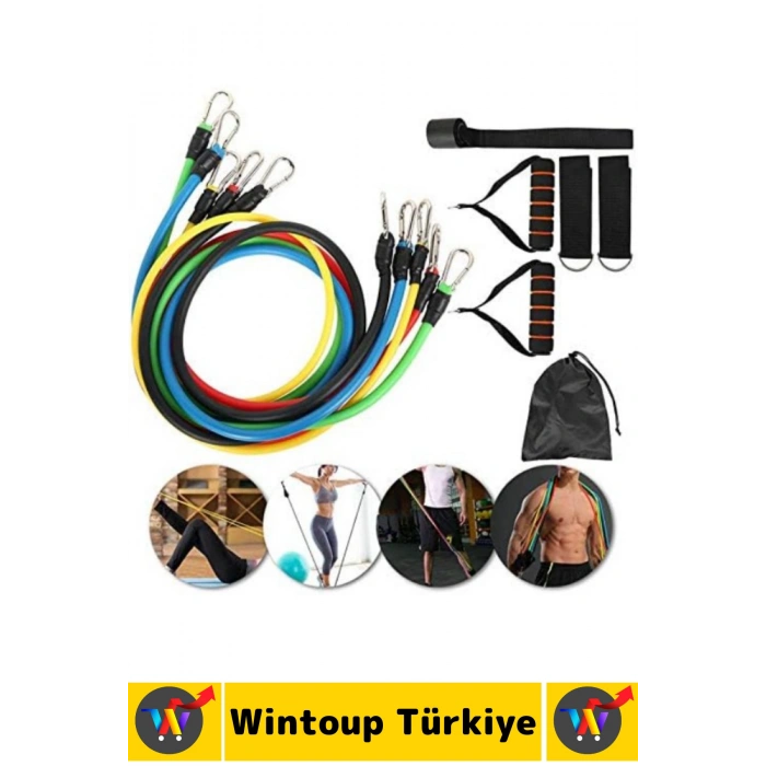 Ev Ofis Açık Alan Çok Fonksiyonlu Antrenman Spor Egzersiz Bandı Taşıma Çantalı Premium Set 11 Parça