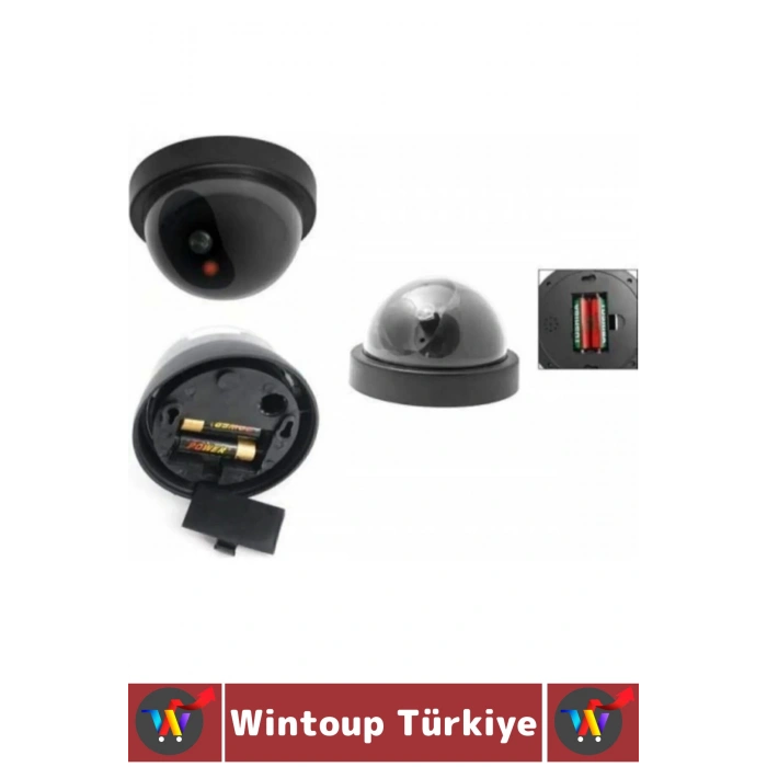 Ev Dükkan Kırmızı Işıklı Hareket Sensörlü 5 Metre Algı Mesafeli Pilli Güvenlik Caydırıcı Dome Kamera