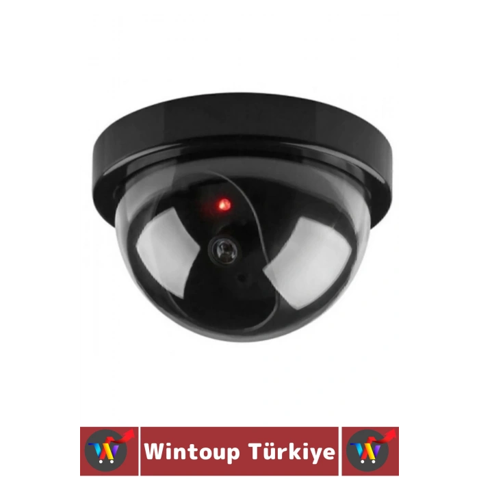 Ev Dükkan Kırmızı Işıklı Hareket Sensörlü 5 Metre Algı Mesafeli Pilli Güvenlik Caydırıcı Dome Kamera