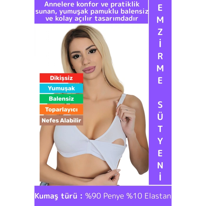 Toparlayıcı Rahat Tam Kalıp Dikişsiz Balensiz Nefes Alabilir Yumuşak Pamuklu Penye Emzirme Sütyeni
