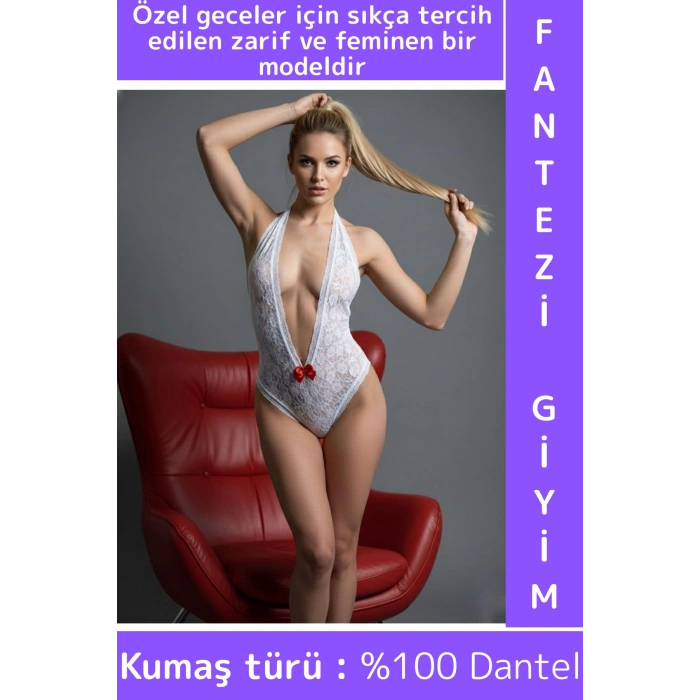 Özel Model Yılbaşı Sevgililer Günü Gündelik Gece Zarif Sexy Çok Şık Fantezi Kadın Dantelli Bodysuit
