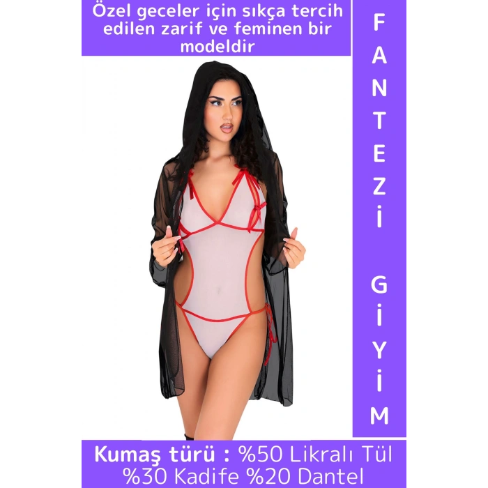 Özel Kreasyon Sevgililer Günü Gündelik Gecelik Sabahlık Zarif Sexy Şık Rahat Tül Kadın Fantezi Takım