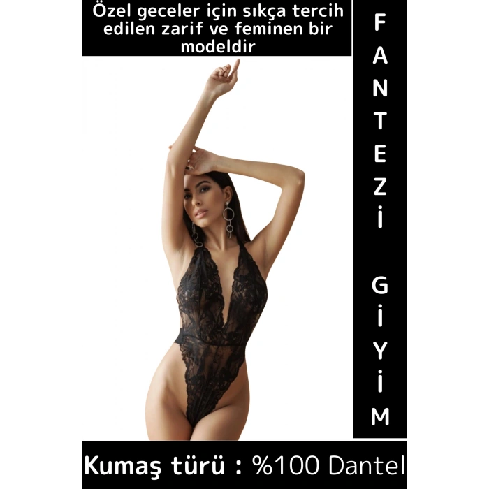 Özel Kreasyon Yılbaşı Sevgililer Günü Gündelik Gece Zarif Sexy Şık Fantezi Kadın Dantelli Bodysuit