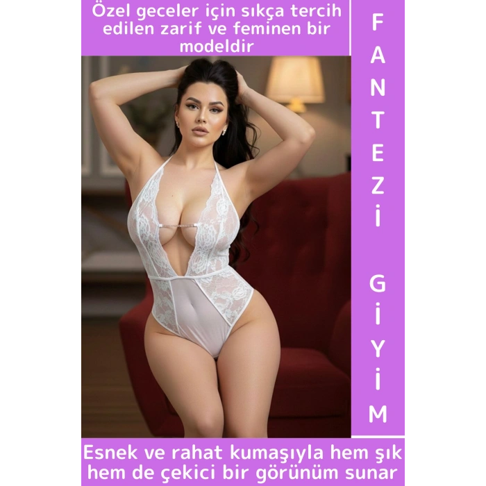Yeni Model Yılbaşı Sevgililer Günü Hediye Sexy Fantezi Çok Şık Zarif Rahat Kadın Dantel Bodysuit