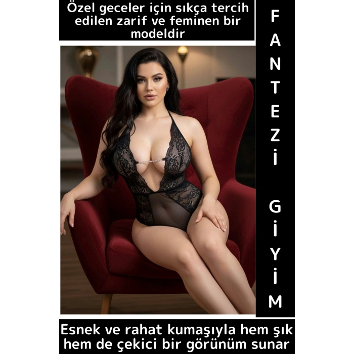 Yeni Model Yılbaşı Sevgililer Günü Hediye Sexy Fantezi Çok Şık Zarif Rahat Kadın Dantel Bodysuit