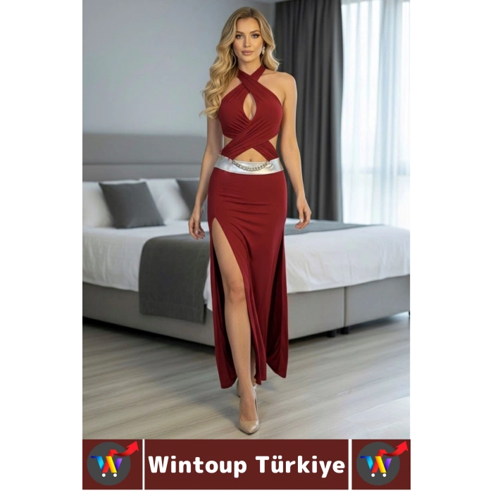 Yeni Sezon Yıldönümü Buluşma Özel Gece Zarif Rahat Kadın Derin Yırtmaç Sexy Fantezi Gecelik Kostüm