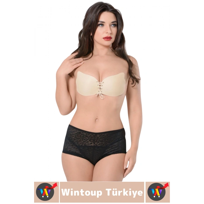 Gündelik İç Göstermez Elastik Kaydırmaz Toparlayıcı Doğal Görünüm Yapışkan Kelebek Sütyen İkili Set