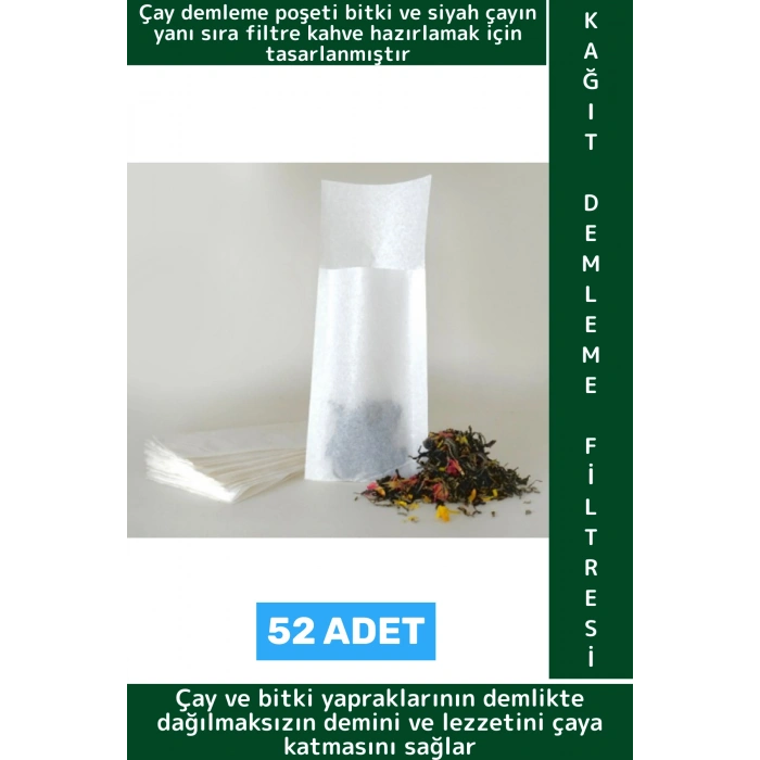 Özel Üretim Ekonomik Pratik Siyah Çay Bitki Çayı Karışım Filtre Kahve Demleme Filtresi Poşet 52 Adet