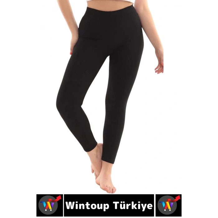 Gündelik Spor Kullanım Kışın Sıcak Tutan Toparlayıcı Esnek Konforlu İçi Şardonlu Kadın Termal Tayt