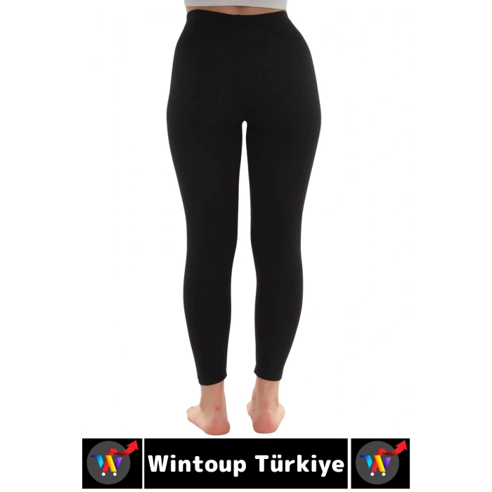 Gündelik Spor Kullanım Kışın Sıcak Tutan Toparlayıcı Esnek Konforlu İçi Şardonlu Kadın Termal Tayt