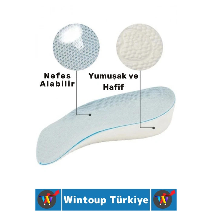 Konforlu Bot Spor Ayakkabısı Kadın Erkek 1.5 Cm Boy Uzatan Gizli Topuk Yükseltici Köpük Tabanlık