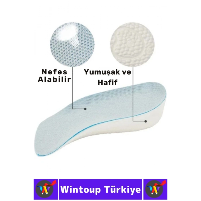 Rahat Bot Spor Ayakkabısı Kadın Erkek 3.5 Cm Boy Uzatan Gizli Topuk Yükseltici Köpük Tabanlık 2 Çift