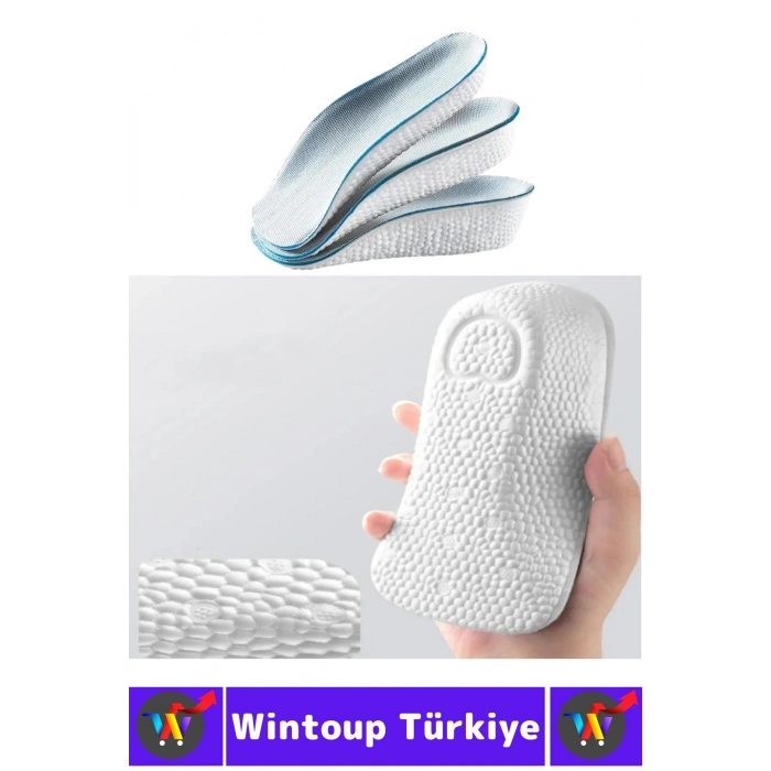 Rahat Bot Spor Ayakkabısı Kadın Erkek 3.5 Cm Boy Uzatan Gizli Topuk Yükseltici Köpük Tabanlık 2 Çift