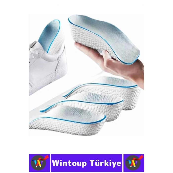 Rahat Bot Spor Ayakkabısı Kadın Erkek 3.5 Cm Boy Uzatan Gizli Topuk Yükseltici Köpük Tabanlık 2 Çift
