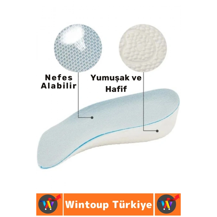 Konforlu Bot Spor Ayakkabısı Kadın Erkek 2.5 Cm Boy Uzatan Gizli Topuk Yükseltici Köpük Tabanlık