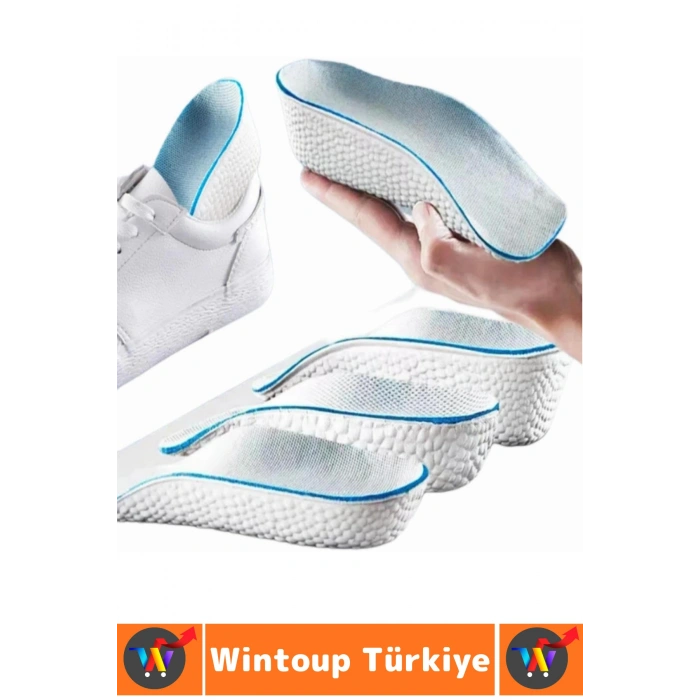 Konforlu Bot Spor Ayakkabısı Kadın Erkek 2.5 Cm Boy Uzatan Gizli Topuk Yükseltici Köpük Tabanlık