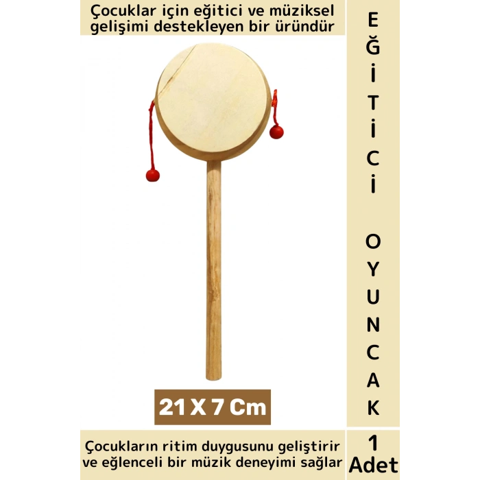 Eğitici Oyuncak Okul Öncesi Müzik Ritim Gelişim Eğlenceli Çocuk Mini Dayanıklı Ahşap Davul 21 X 7 Cm