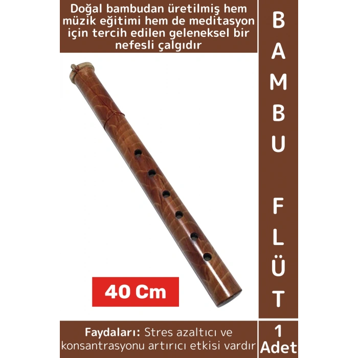 Premium Hobi Müzik Meditasyon Geleneksel Nefesli Çalgı Çok Şık Dayanıklı Doğal Bambu Flüt 40 Cm