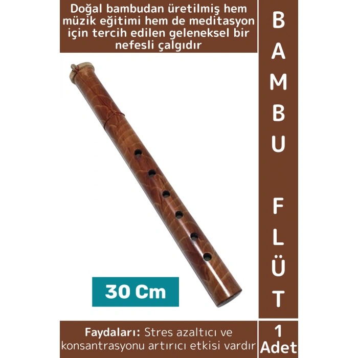 Premium Hobi Müzik Meditasyon Geleneksel Nefesli Çalgı Çok Şık Dayanıklı Doğal Bambu Flüt 30 Cm