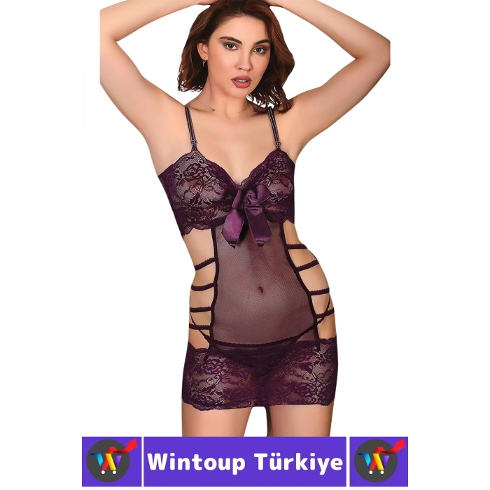 Özel Kreasyon Sevgililer Günü Yılbaşı Gece Sexy Çok Şık Rahat Dantelli Tül Kadın Fantezi Gecelik