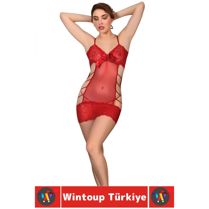 Özel Kreasyon Sevgililer Günü Yılbaşı Gece Sexy Çok Şık Rahat Dantelli Tül Kadın Fantezi Gecelik