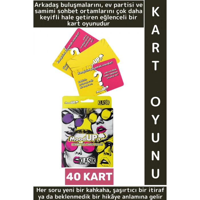 Eğlenceli Vakit Geçirme Bol Kahkaha Bağları Güçlendirme Soru Görev Oyunu 40 Kart-MoodUP Klasik