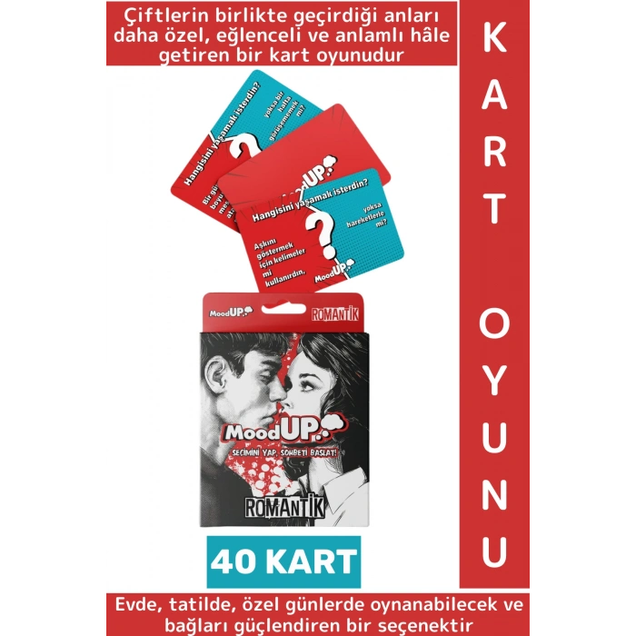 Eğlenceli Vakit Çift Sevgili Bağları Güçlendirme Ev Tatil Soru Görev Oyunu 40 Kart-MoodUP Romantik