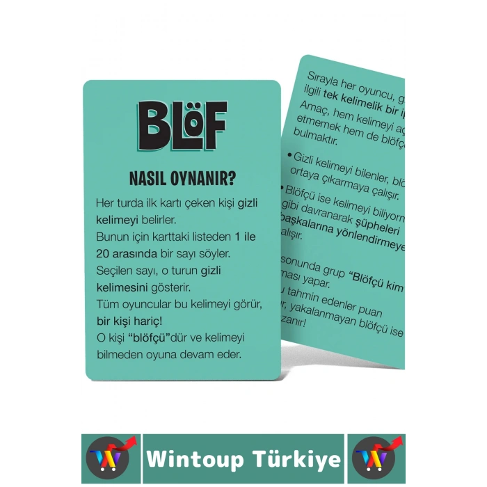 Eğlenceli Aile Arkadaş Ortam Kız Gecesi Parti Bol Kahkaha Neşe Dikkat Strateji Güven Kart Oyunu BLÖF