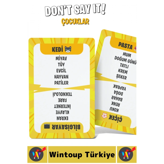 Eğitici Konsantrasyon Dikkat Zeka Gelişimi Eğlenceli Vakit Geçirme Kart Oyunu Dont Say It-Çocuklar