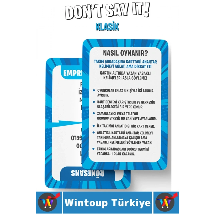 Eğitici Dikkat Zeka Gelişimi Eğlenceli Vakit Genç Nesil Yetişkin Kart Oyunu Dont Say It-Klasik