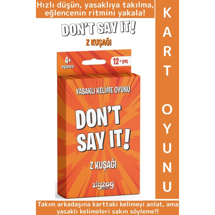 Eğitici Dikkat Zeka Gelişimi Eğlenceli Vakit Geçirme Genç Nesil Kart Oyunu Dont Say It-Z Kuşağı