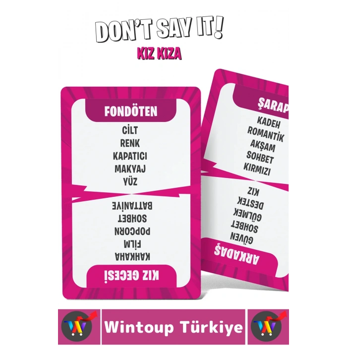 Eğitici Dikkat Zeka Gelişimi Eğlenceli Vakit Ev Kız Gecesi Parti Kart Oyunu Dont Say It-Kız Kıza